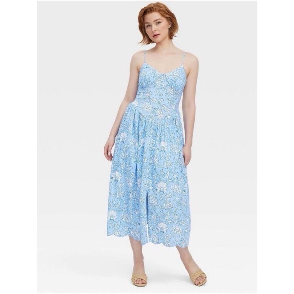 Roller Rabbit x Target Floral Vines Drop Waist Midi A-Line Dress Small
